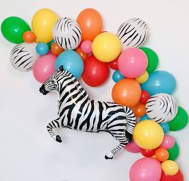 zebra with balloons